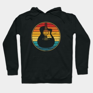 Retro Vintage Circle Sunset Auditorium Acoustic Guitar Hoodie